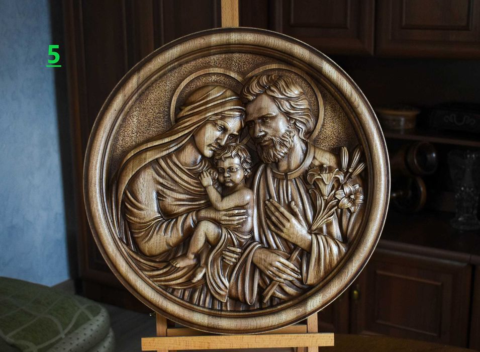 Образ Ісус, Свята Сім'я, Свята Родина, панно з дерева, ікона, образ