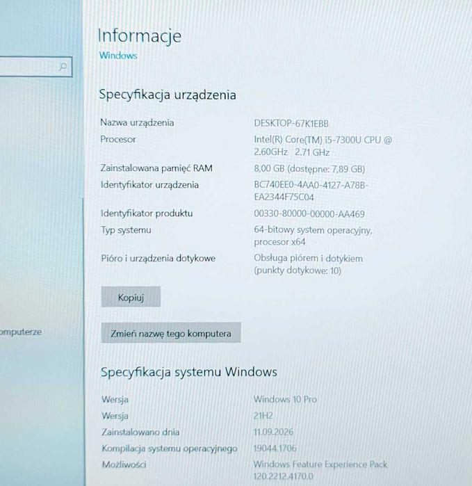 Dell Latitude 5289 Wersja 2 in 1 Dotyk Core i5 Ram 8 GB SSD 256 GB Full HD Windows 10
