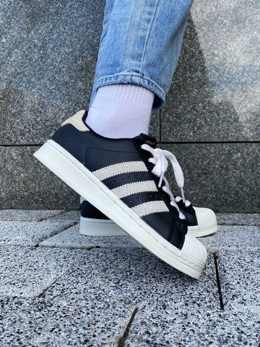 Кросівки Adidas Superstar Black/Beige premium