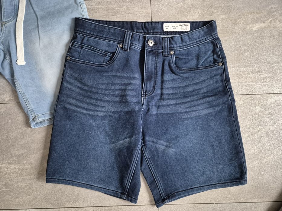 Zestaw 4x spodnie spodenki męskie M L granatowe denim jeans