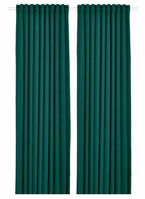 NOWE IKEA MAJGULL 145x300 Ciemno Zielone Zasłony Komplet Para 2 Szt