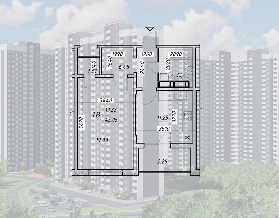 1-комнатная квартира по адресу ул. Коноплянская (площадь 45 м²) - Atlanta.ua - фото 12