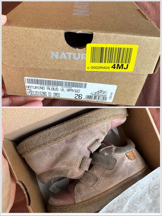 Botki Naturino barefoot rozm. 26 – pudrowy róż, skóra naturalna