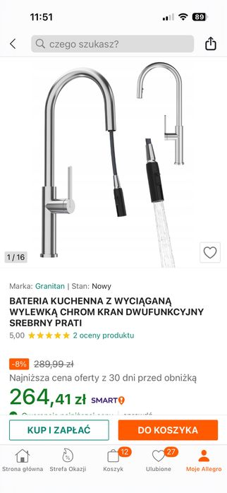 Bateria kuchenna z wyciąganą wylewką