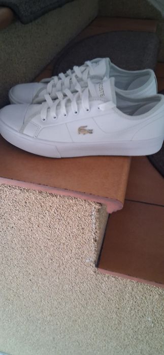 LACOSTE ZIANE Grand Plus 39,5 białe skóra natur sneakersy na platformi