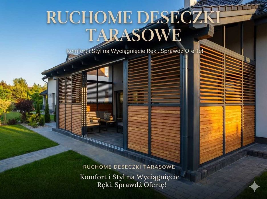 RUCHOME DESECZKI Żaluzje Drewniane Zadaszenie Tarasu
