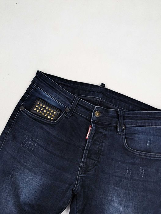 Dsquared2 granatowe jeansy spodnie S logo