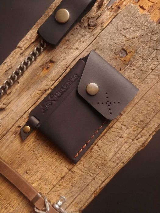 Супер компактний чоловічий гаманець BOSTON з натуральної шкіри чорний