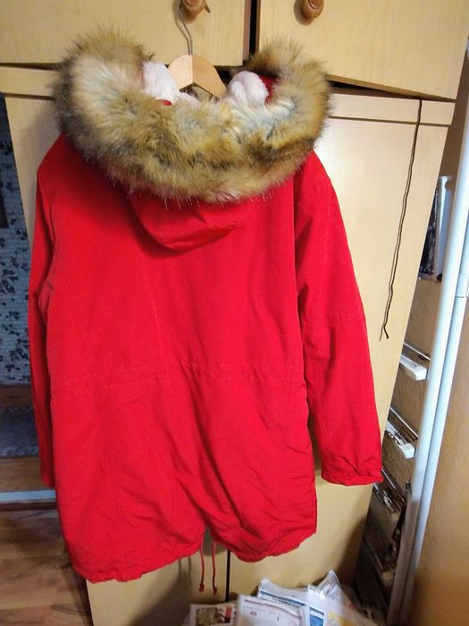 Czerwona parka na miśku 7XXL