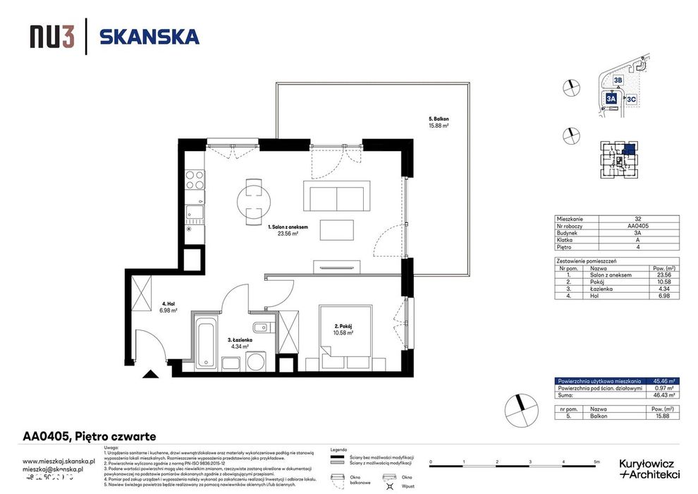 2-pokojowe mieszkanie 45m2 + balkon