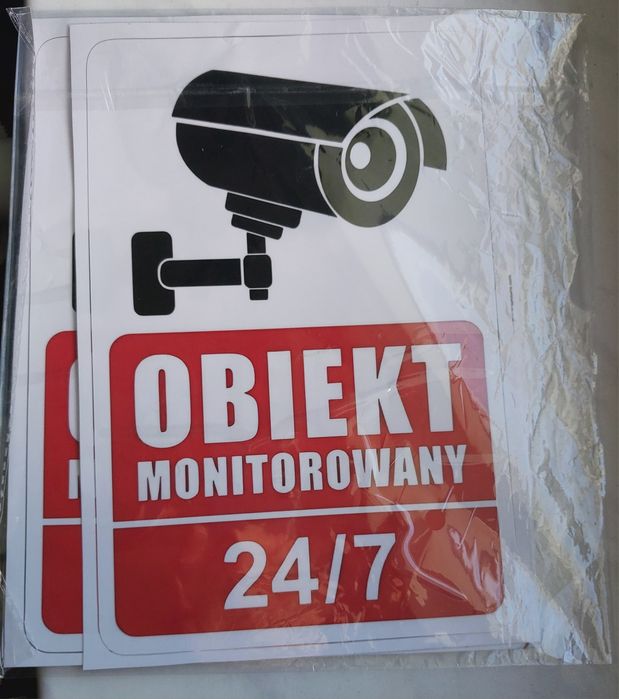Obiekt monitorowany 24/7”  naklejki  2szt.