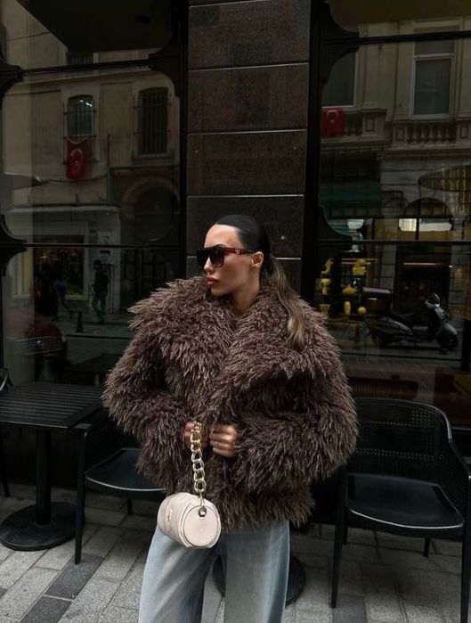 Шуба «Лама» світло-коричнева