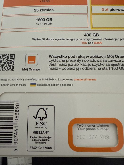 Zloty numer Orange  500///677///789