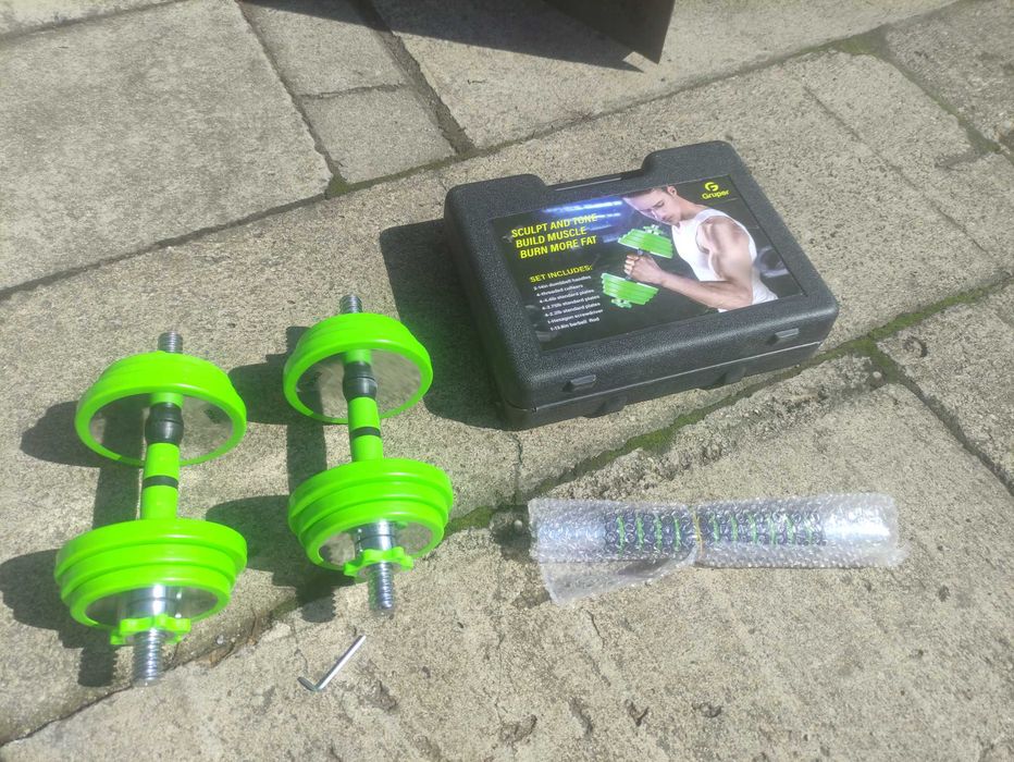Hantle stalowe w powłoce gumowej 2x10kg plus gryf łącznik obciążenie