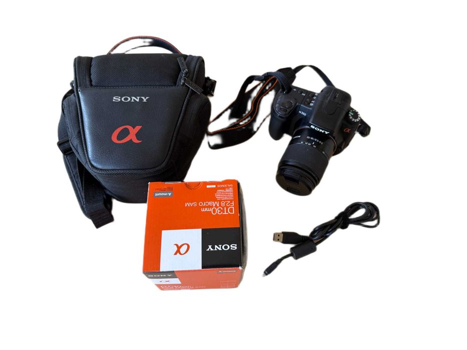 Sony DSLR-A350 + 30mm Macro + 18-70 (uszk. AF) + torba | zestaw