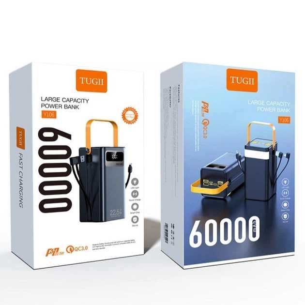 Павербанк TUGII Y106 60000mAh 22.5W Чорний PowerBank швидка зарядка