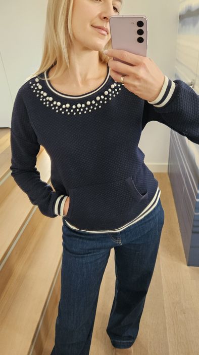 Granatowa pikowana Bluza Jiu Jo XS