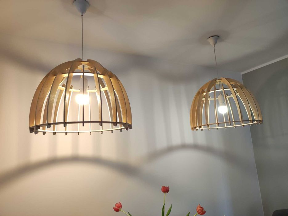 Drewniane lampy, w stylu boho