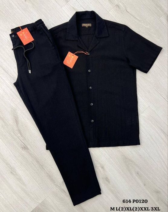 Лляний костюм Loro Piana чорний лляний костюм лоро піана чорний