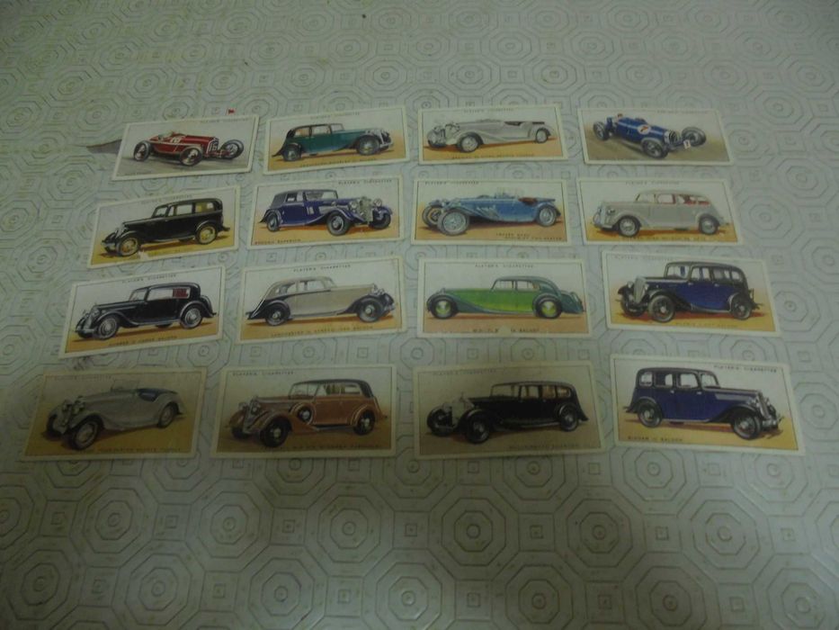 Lote de 16 cromos ingleses de carros, editados em 1936
