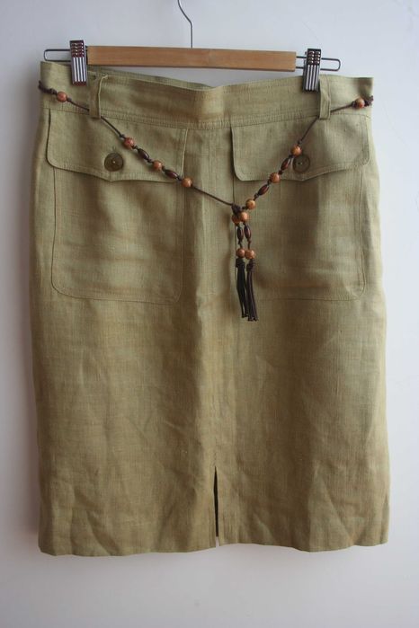 Saia de linho com aplicação