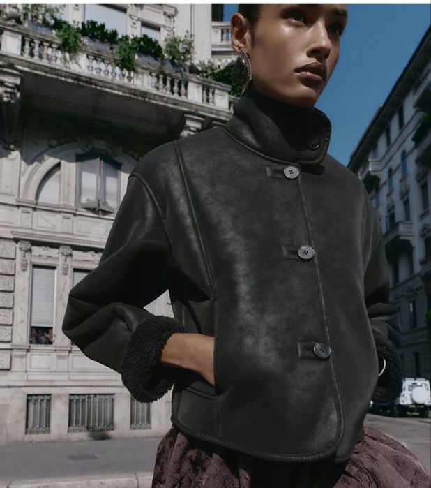 Авіатор Дублянка zara s-m чорна тренд коротка курточка