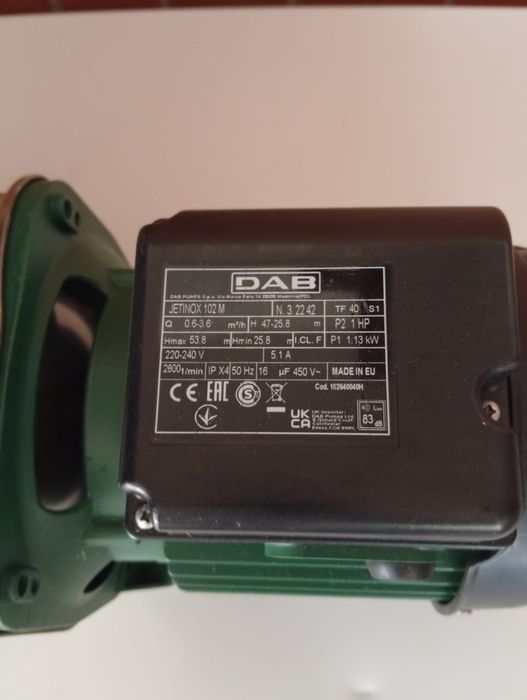 Bomba de Água Auto-ferrante DAB JETINOX 102 M (1HP) - Como Nova