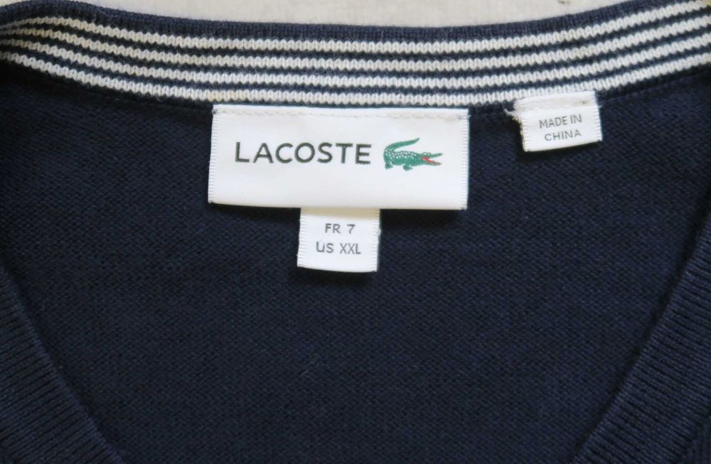 Lacoste elegancki sweter w serek XXL