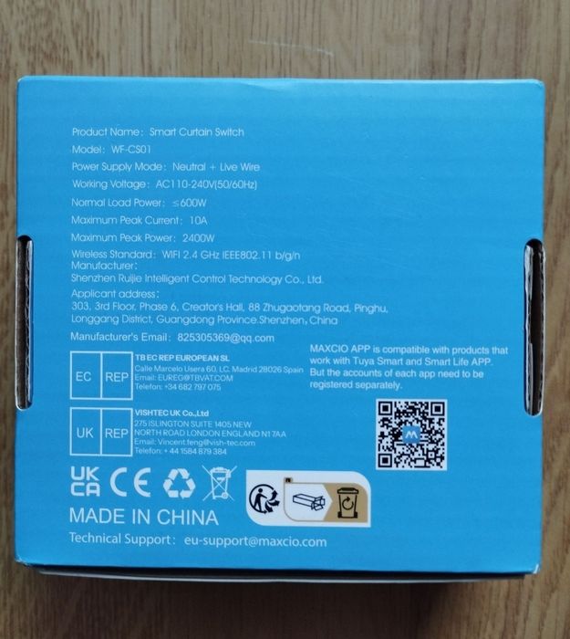 Przełącznik Maxcio WF-CS01 WiFi inteligentny 2,4ghz Alexa Google Home