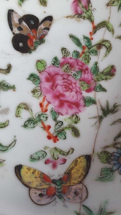 Prato porcelana antiga China Mandarim Reinado Guangxu (1875 a 1908)