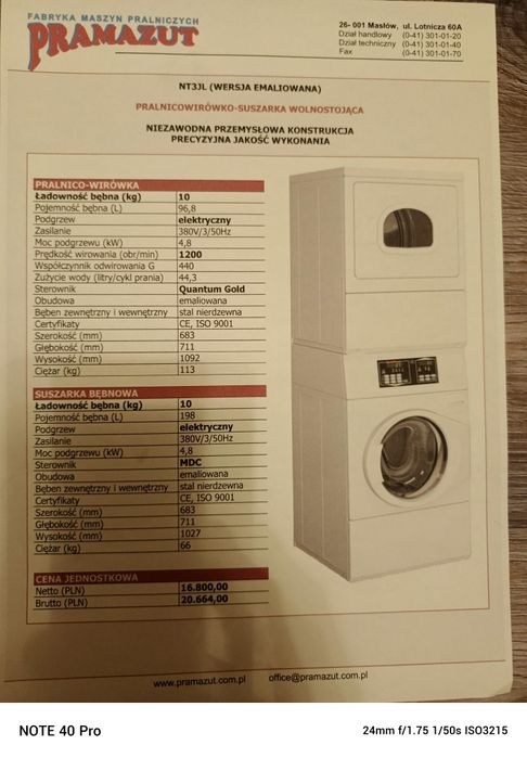 Pralko- Suszarka Przemysłowa