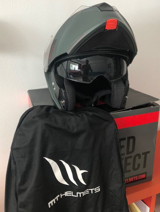 Capacete Modular MT Genesis SV Solid A6 - Verde Mate