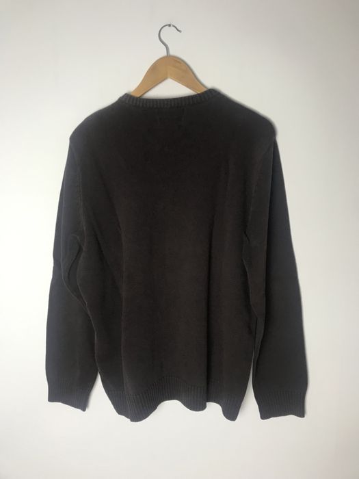 Czekoladowy bawełniany sweter męski w romby dekolt V Reserved