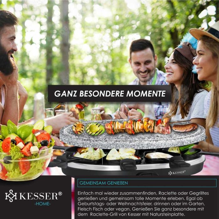 Grill Elektryczny Raclette na 8 osób płyta kamienna KESSER 900W