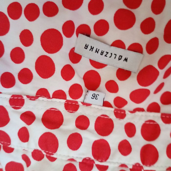 Koszula bawełniana Wólczanka w czerwone kropki z kokarda