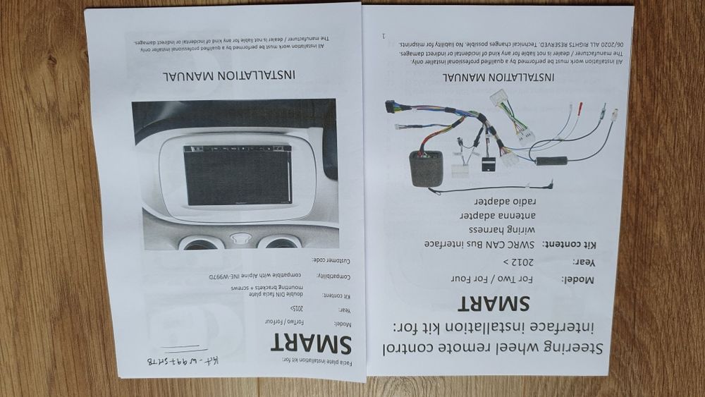 Kit moldura + canbus Alpine para radio 2 din para Smart