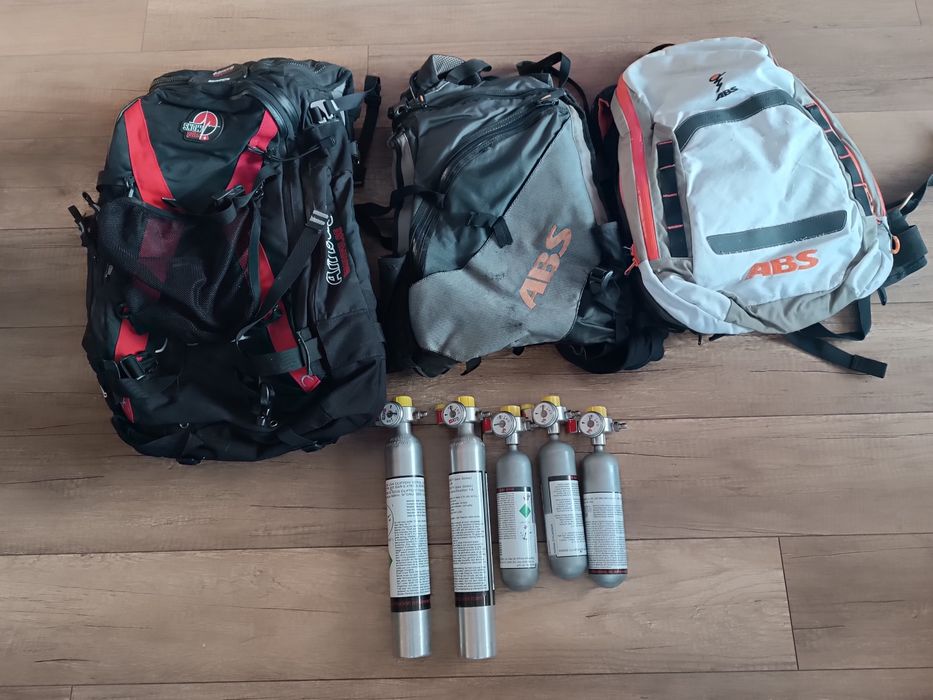 3x plecak lawinowy + butle