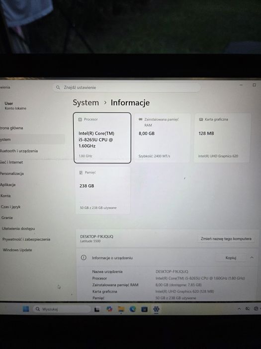 Laptop Dell Latitude 5500 8/256 GB i5-8265U SSD