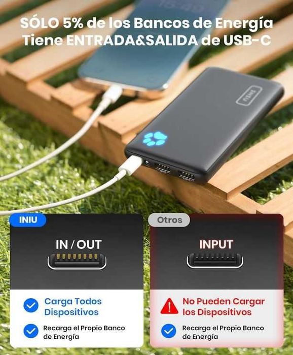 Dois Powerbank INIU BI-B41, 10000 mAh, Fast Charge, USB-C in/out