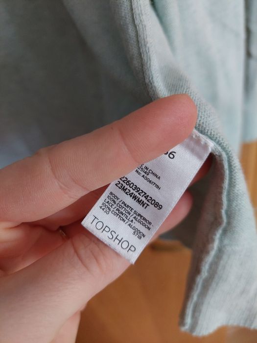 Lekki, turkusowe kardigan z koronką na plecach