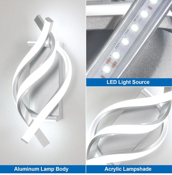 Nowoczesny Kinkiet Led Lampa Ścienna Led 6500K