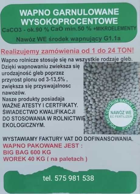 Wapno granulowane kreda