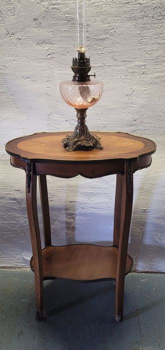 Piękna antyczna lampa naftowa mosiądz szkło antyk