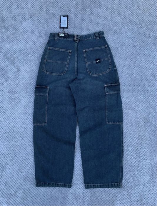 Pull & Bear Skater Fit Cargo Pants Blue плотні карго штани скейтерські