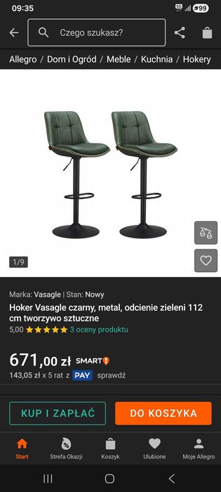 Piekne dwa hokery nowe