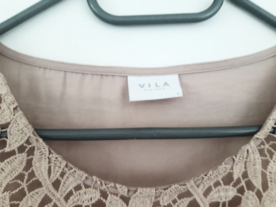VILA bluzka z gipiurą nude rozm M/L
