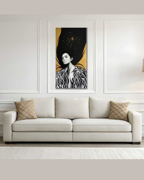 Arte contemporânea autoral de luxo acrílico e grafite sobre tela 70x120cm by AlexA