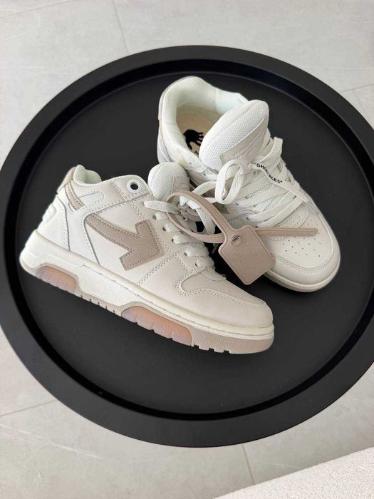 Стильні кросівки Off-White Out Of Office Taupe / Модні повсякденні кеди в кольорі тауп (36-43)