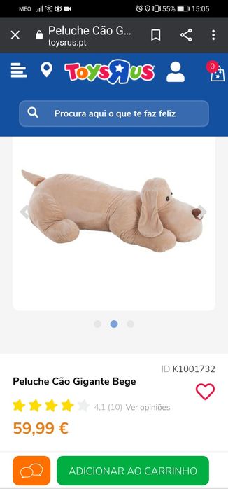 Peluche Cão Gigante da Toys'rus