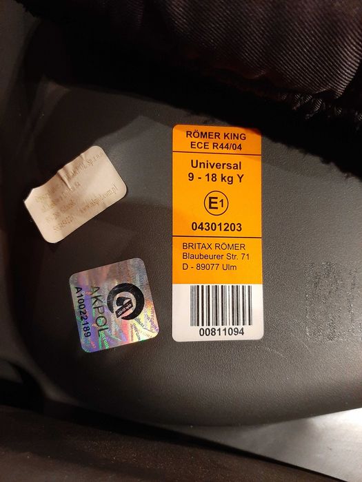 Fotelik Romer King ECE R44/04 9-18kg